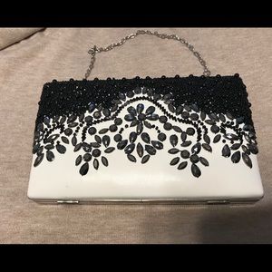 Black and white beaded clutch
